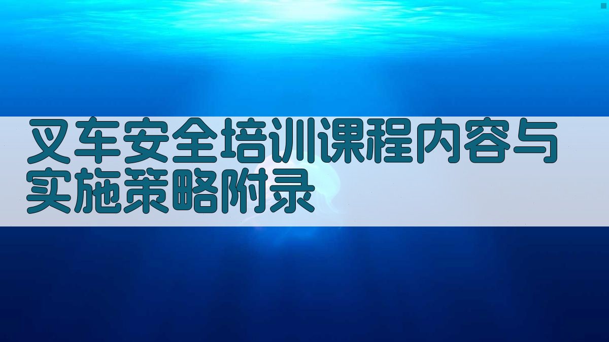 叉车安全培训课程内容与实施策略 · 附录 图4
