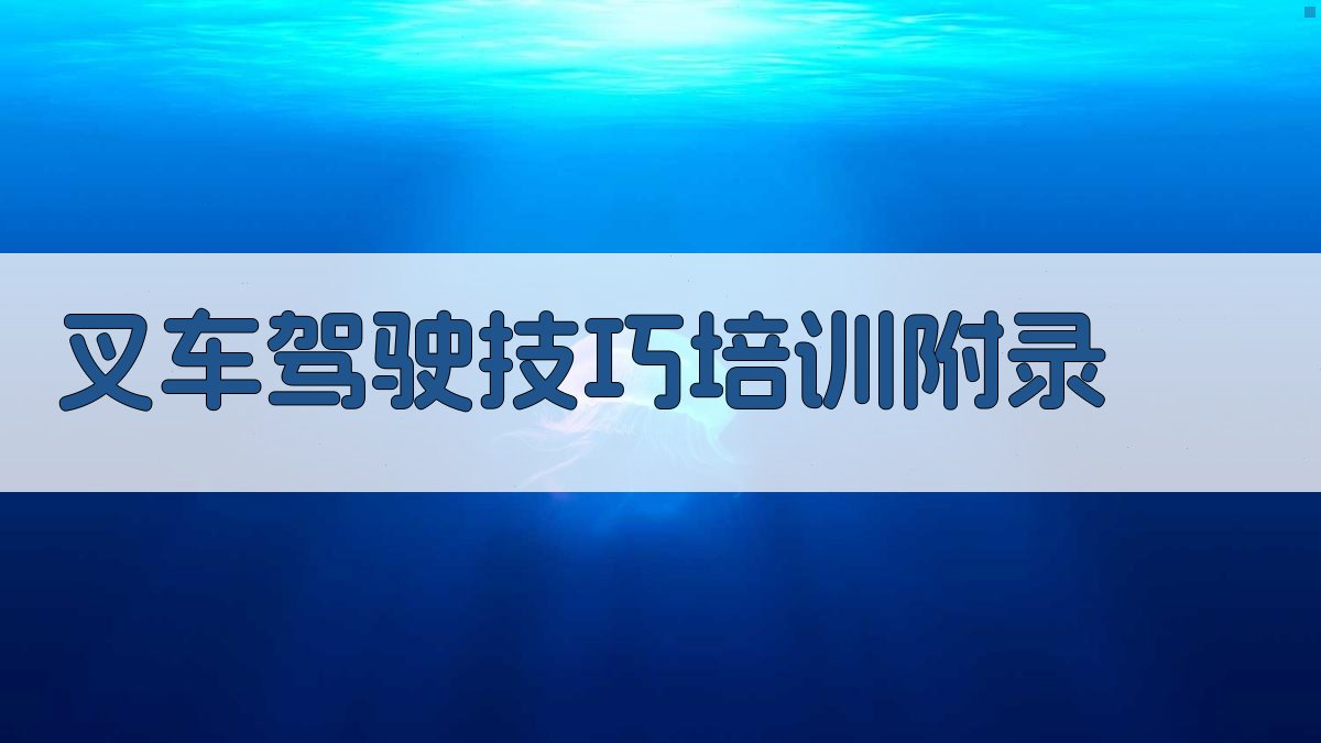 叉车驾驶技巧培训 · 附录 图3