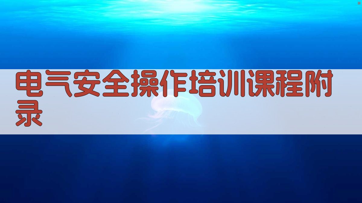 电气安全操作培训课程 · 附录 图4