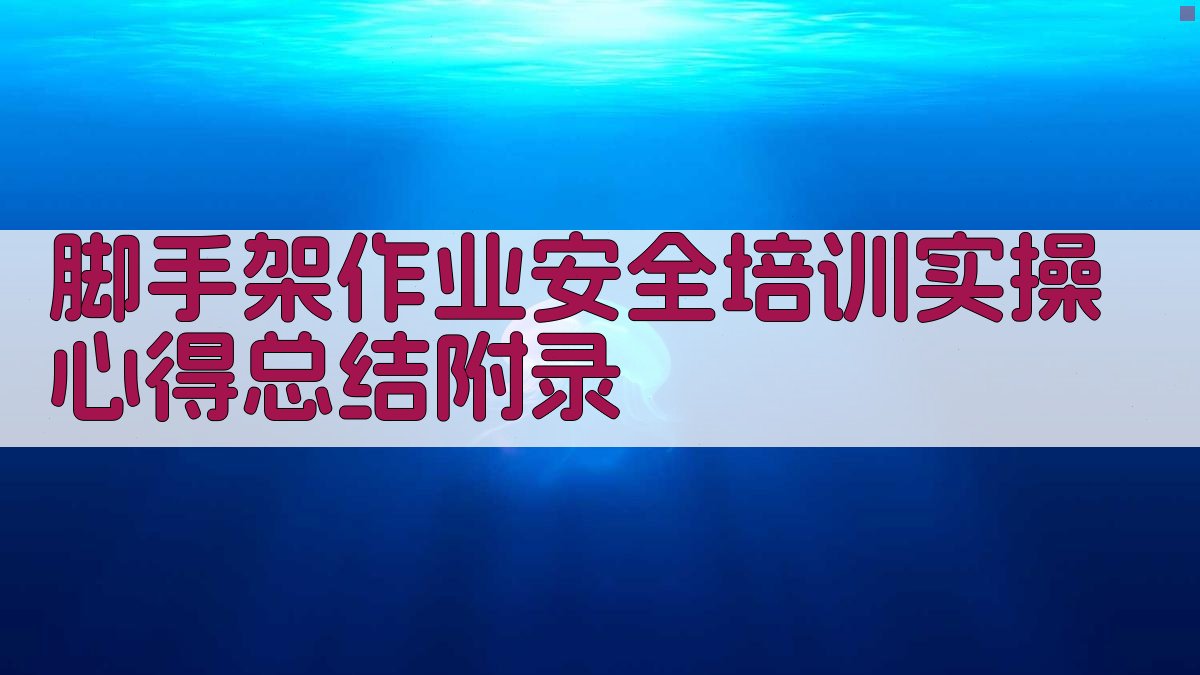脚手架作业安全培训实操心得总结 · 附录 图3